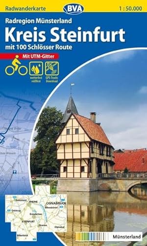 Radwanderkarte BVA Radregion Münsterland Kreis Steinfurt mit 100 Schlösser Route 1:50.000, reiß- und wetterfest, GPS-Tracks Download: Reiß- und ... Mit UTM-Gitter (Radwanderkarte 1:50.000)